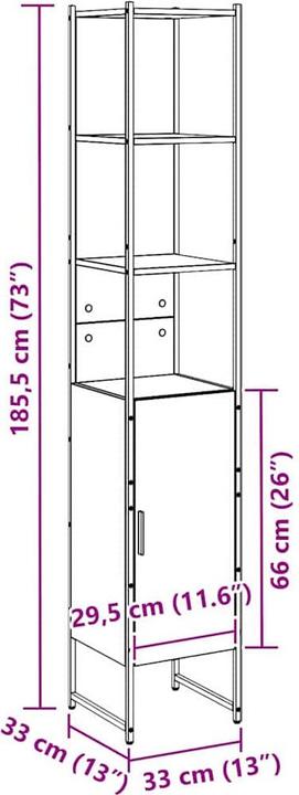 Produktbild vidaXL Badezimmerschrank (33 x 33 x 185.50 cm)