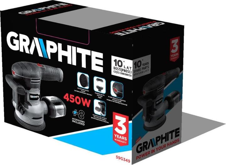 Produktbild Graphite Keramik-Schleifscheibe 450W, 125/150 mm Scheibe, Etui (Exzenterschleifer, 450 W)