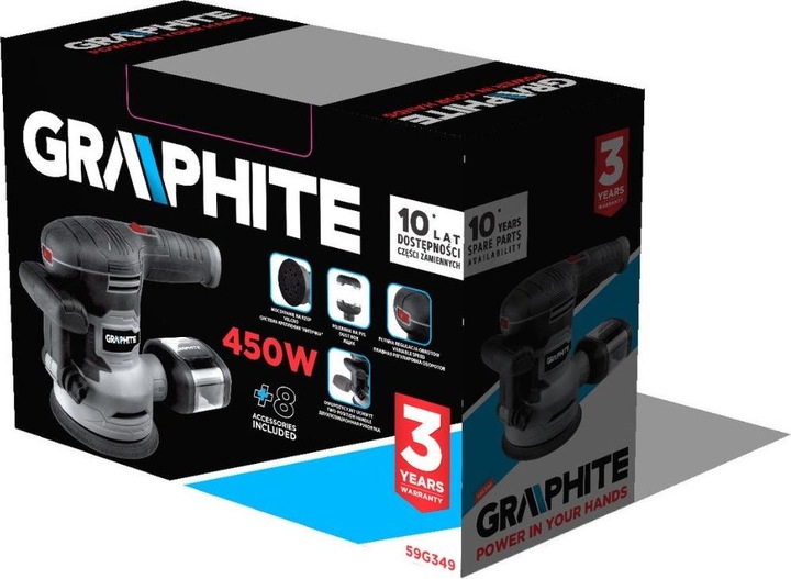 Image du produit Graphite Disque abrasif céramique 450W, disque 125/150 mm, étui (Ponceuse excentrique, 450 W)