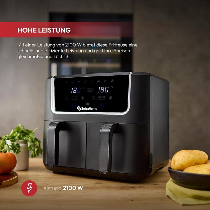 Produktbild bico Dunkler Heissluftfritteuse mit 8 Funktionen, Touchscreen und Antihaftbeschichtung