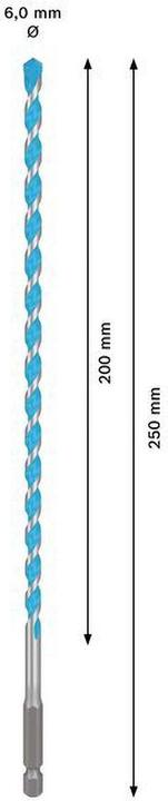 Produktbild Bosch Professional Zubehör Expert HEX-9 Multi Construction Bohrer, 6 x 200 x 250 mm (6 Millimeter)