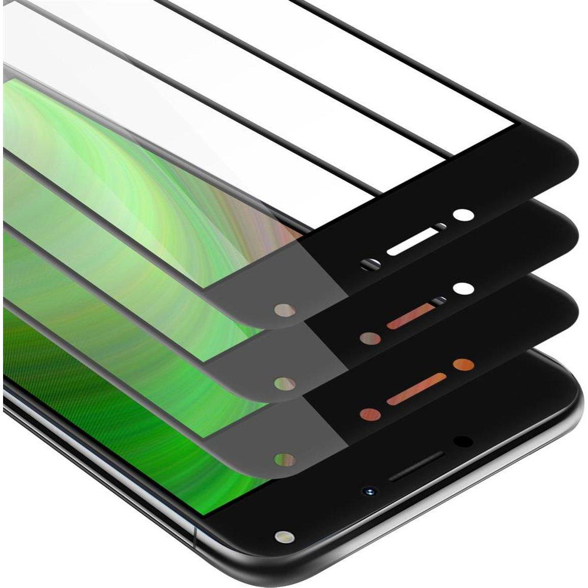 Cadorabo Vollbild Displayschutzglas (3 Stück, Asus Zenfone 4 Max), Smartphone Schutzfolie, Schwarz