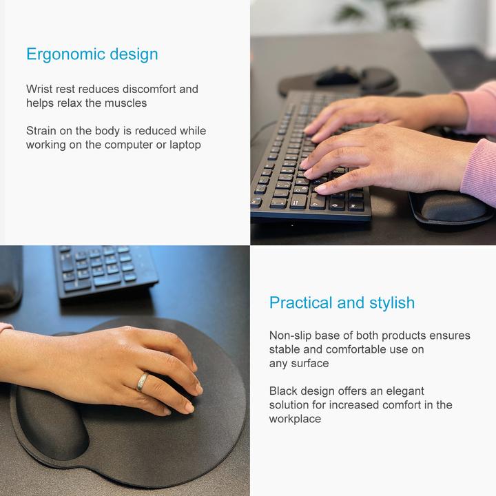 Actual product image Cadorabo 2-piece set of ergonomic mouse pad and keyboard wrist rest with wrist support