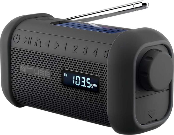 Muse Radio solare portatile con manovella e torcia elettrica (AM, FM, Bluetooth, NFC)