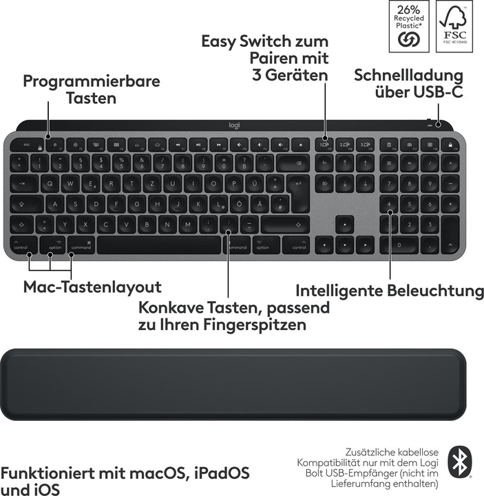 Productafbeelding Logitech MX Keys S Combo voor Mac (NL, Draadloze)