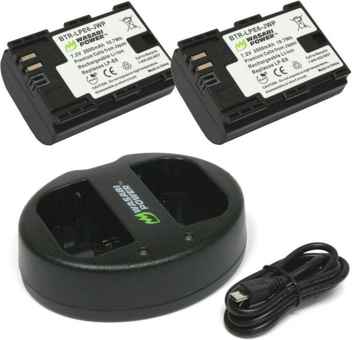 Produktbild Wasabi Power 2 Akkus LPE6 und Dual Ladegerät (Kamera Akku)