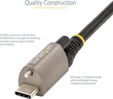 Immagine prodotto StarTech .com 3ft 1m Top Screw Locking USB C Cable 10Gbps, USB 3.1/3.2 Gen 2 Type-C Cable, 100W (5A) Power De (1 m, USB 3.2 Gen 2, 20 W)