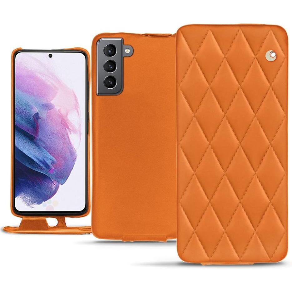 Noreve Lederschutzhülle vertikal (Samsung Galaxy S21+), Smartphone Hülle, Orange