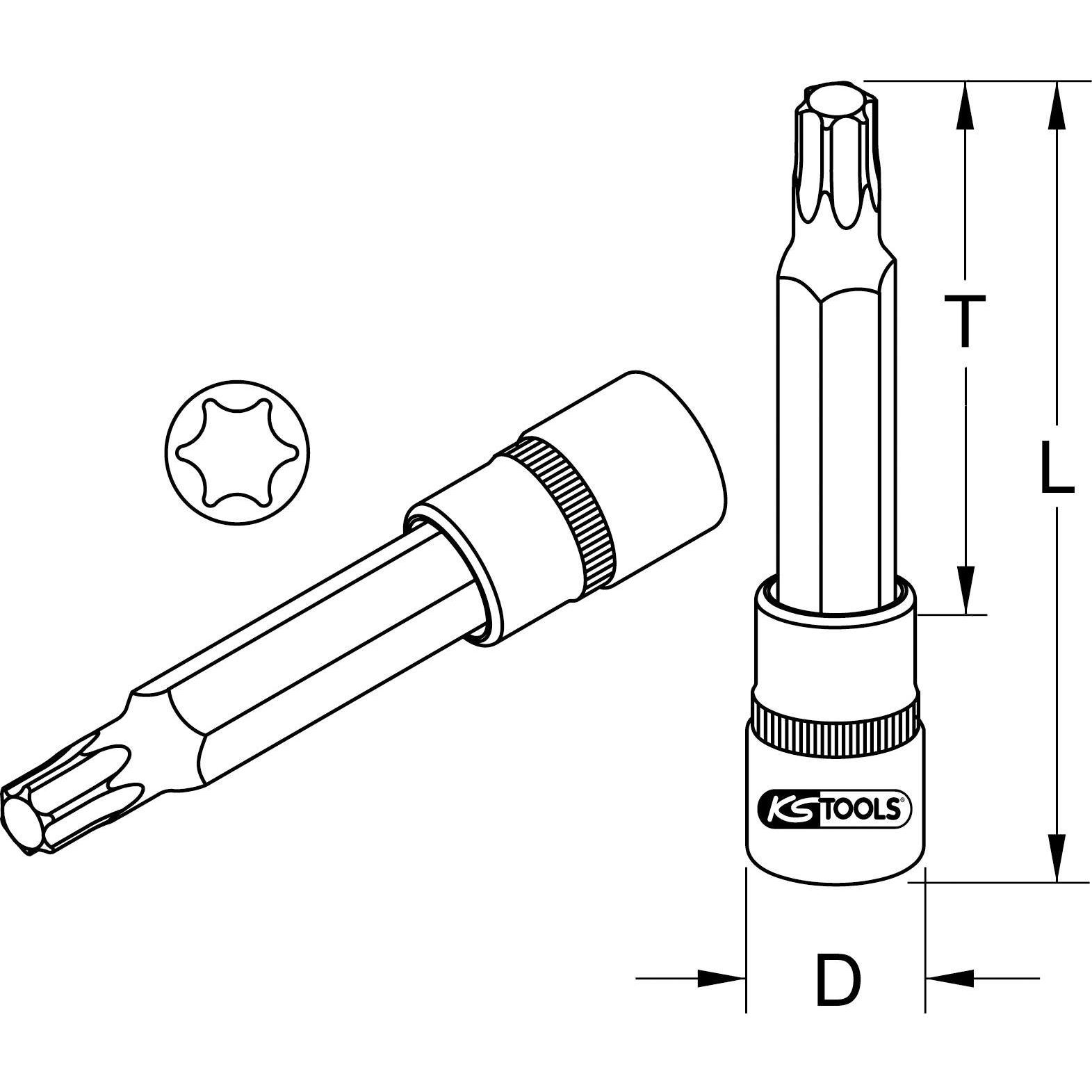 Thumbnail - KS Tools, Steckschlüssel + Stecknuss, 1/2" Bit-Stecknuss lang
