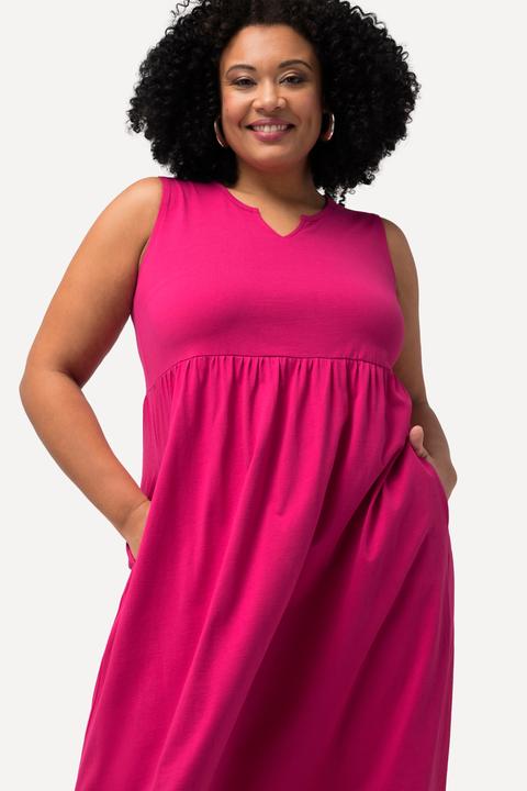 Produktbild Ulla Popken Jerseykleid, A-Linie, Tunika-Ausschnitt, ärmellos (54)