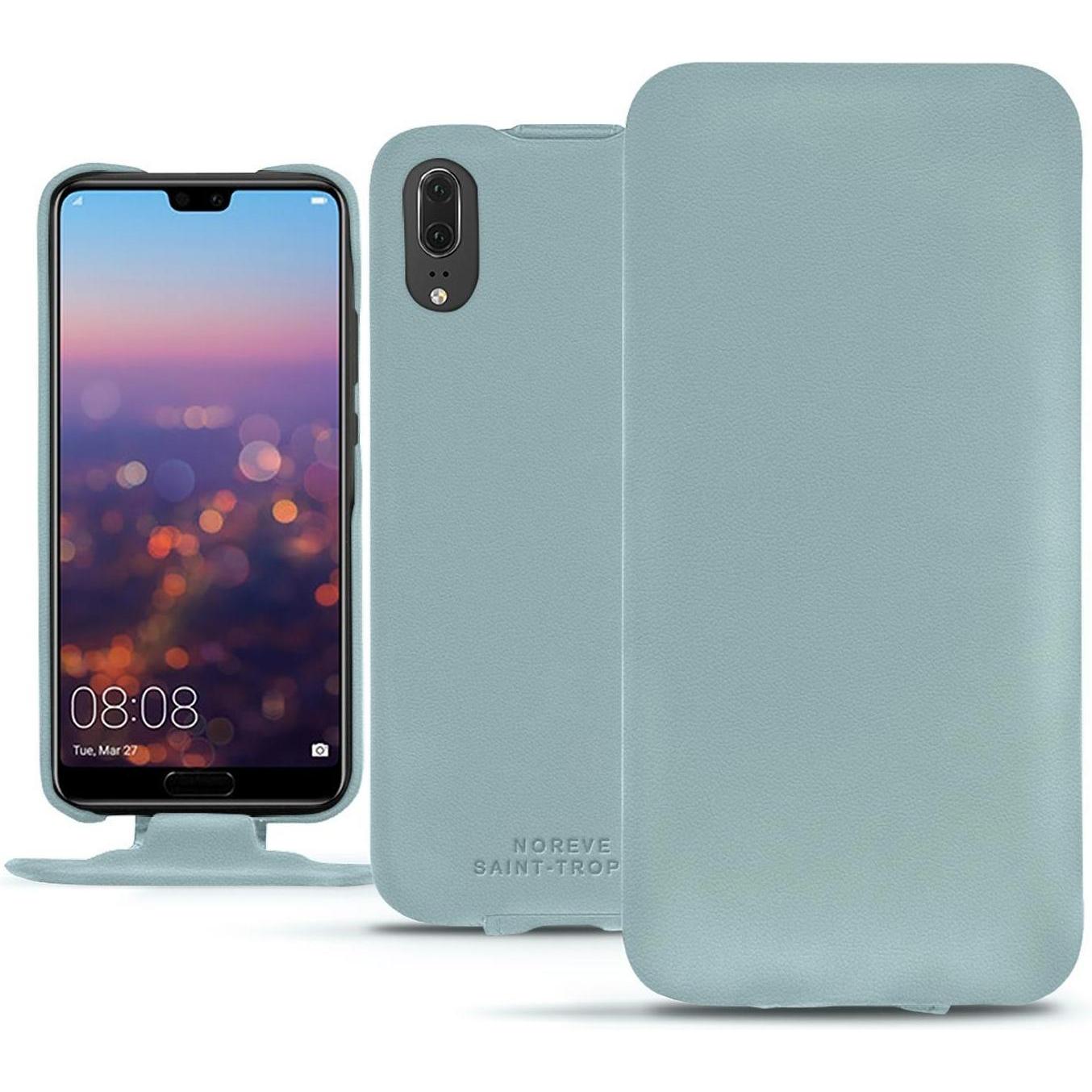 Noreve Lederschutzhülle vertikal (Huawei P20), Smartphone Hülle, Blau