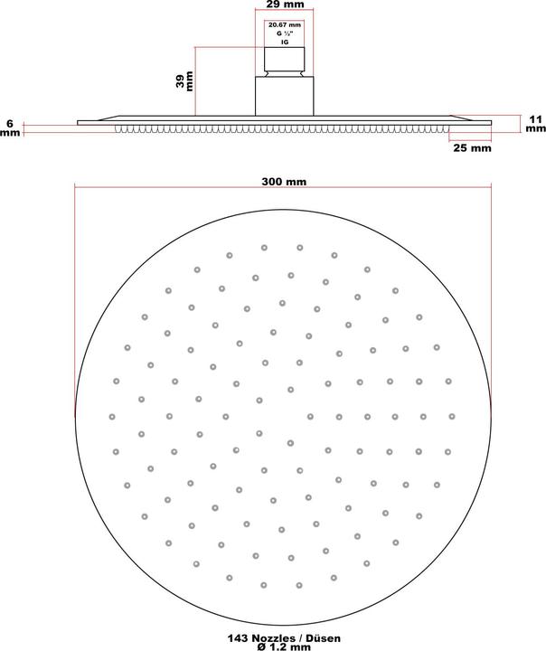 Produktbild Wiltec Regendusche (1 Strahlart)