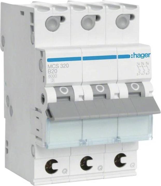 Produktbild Hager MCS320. Nennstrom: 20 A, AC Eingangsfrequenz: 50/60, Nominale Stromabgabe: 20 A. Typ: C-type, Module