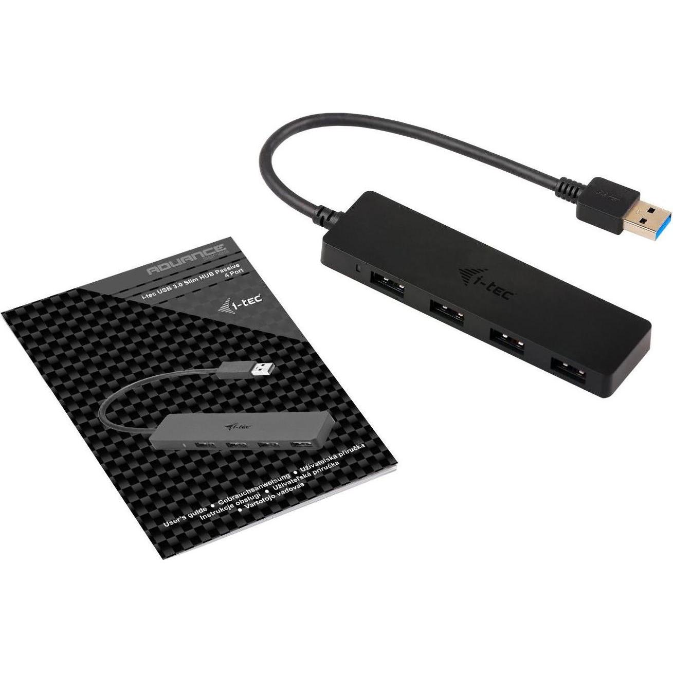 i-tec U3HUB404 (USB-A, 4 Ports), Dockingstation + USB Hub, Schwarz