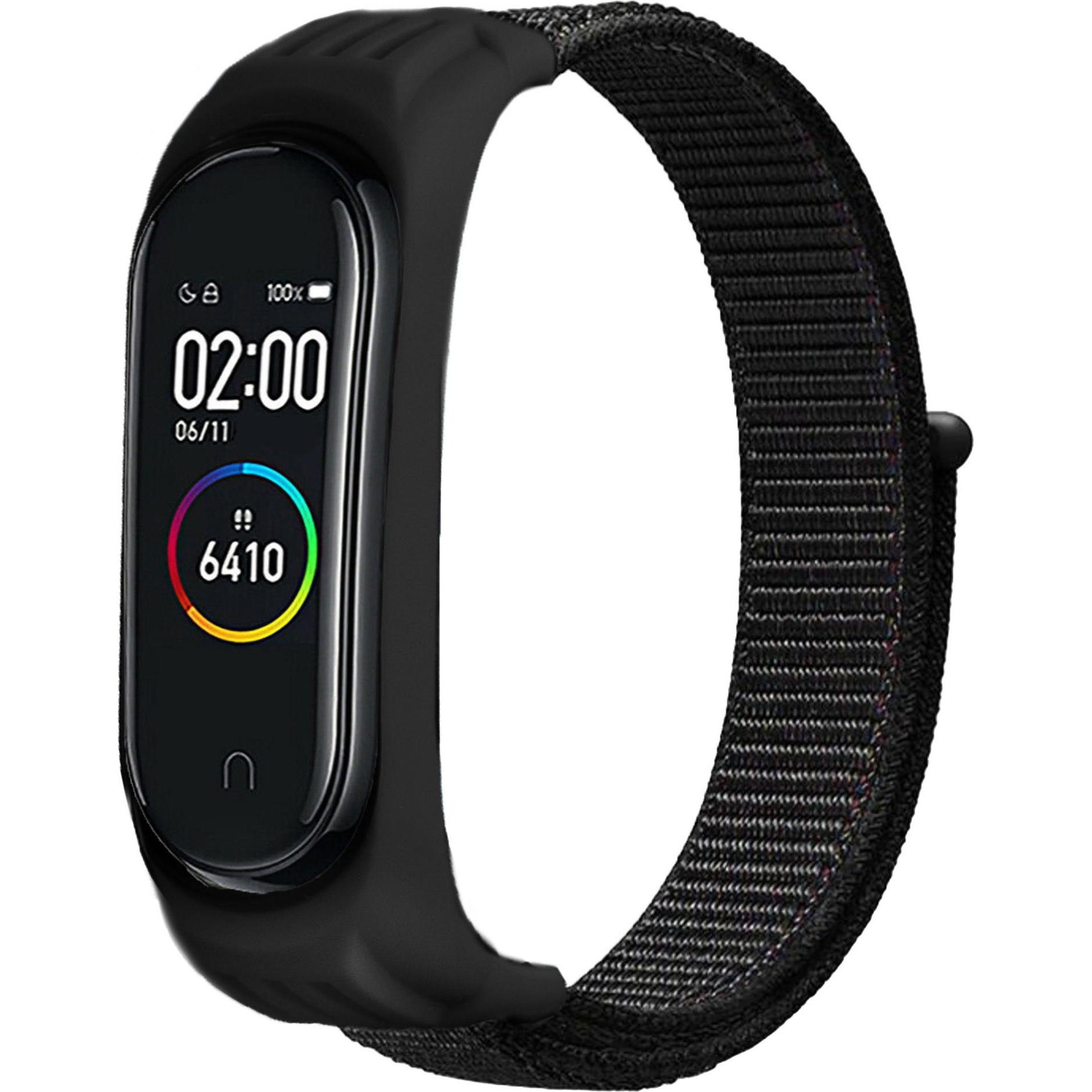 Strap-it Armband (Nylon, Mi Band 6), Uhrenarmband, Schwarz