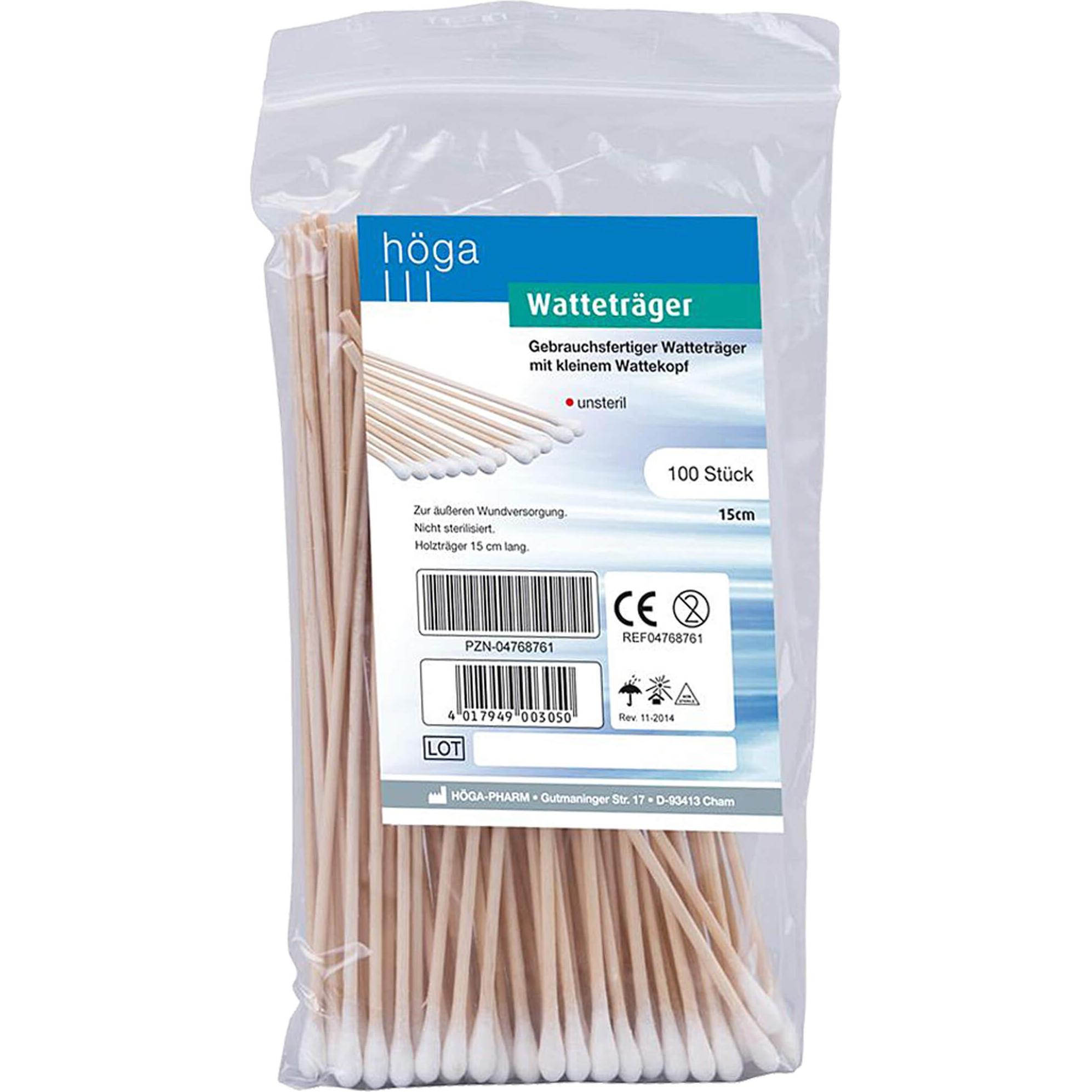 Höga, Inkontinenzhygiene, Watteträger 15cm mit kleinem Wattekopf, 100 St (100 x)