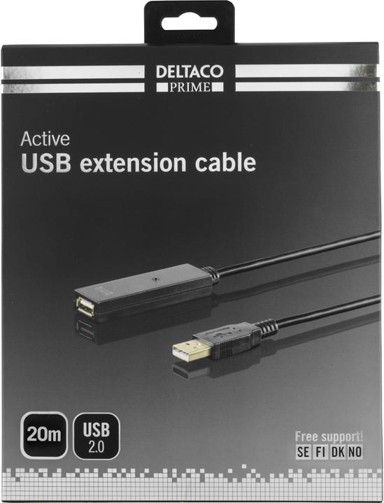 Actual product image Deltaco Cable USB 2.0, 20.0m, black (20 m, USB 2.0)