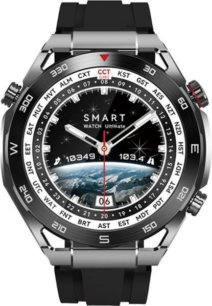 Actual product image Gino Rossi Veltori VT100-1 Smartwatch + schwarzes Silikonarmband + schwarzes Öko-Leder