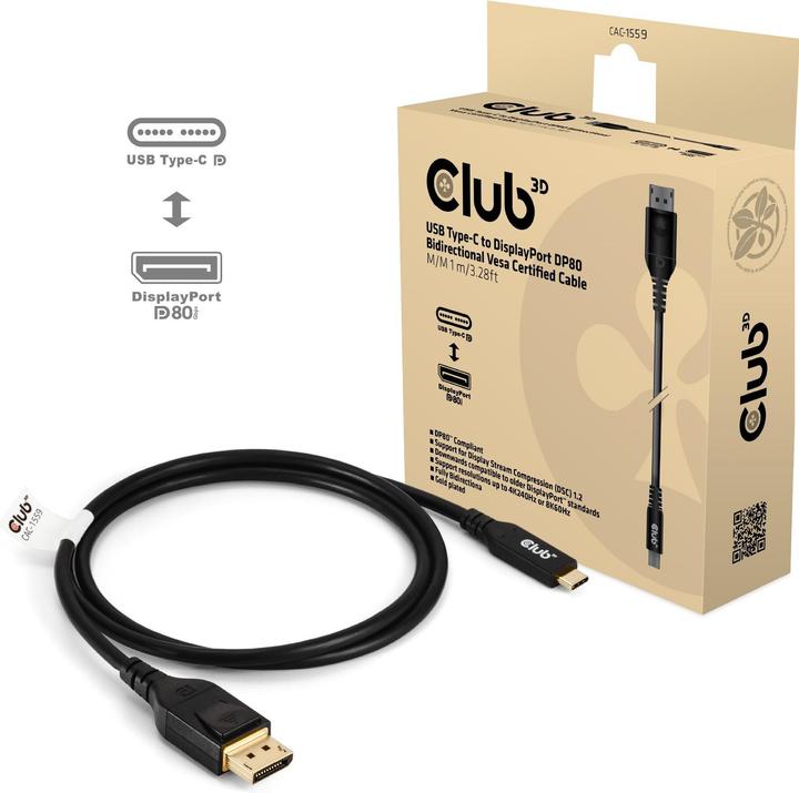 Produktbild Club 3D USB Typ C – DisplayPort (1 m, DisplayPort, USB Typ C)