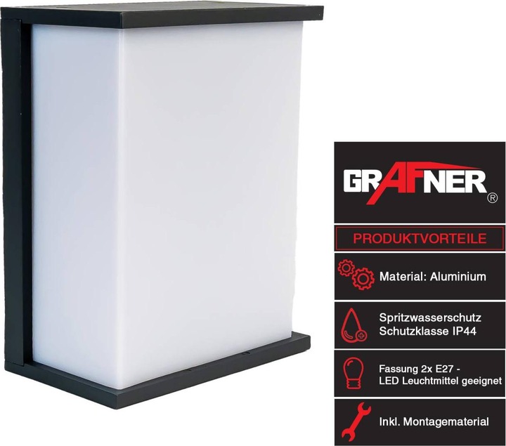 Produktbild Grafner LED Aluminium Wandlampe Aussenleuchte Innenleuchte