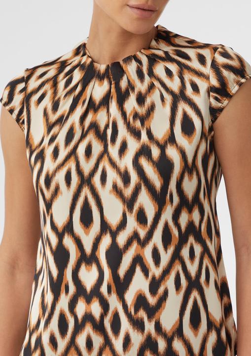 Produktbild Comma Bluse Gemusterte Satin-Bluse mit Raffung (44)