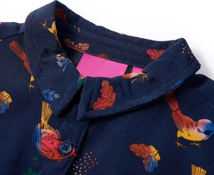 Produktbild vidaXL Kinderkleid mit Langen Ärmeln Marineblau (140)