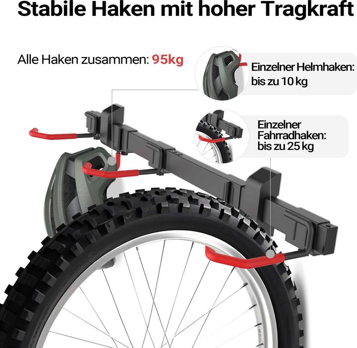 Actual product image Wiltec Bicycle wall mount 3 bikes 82.4x18x13.6cm 150kg Bicycle mount