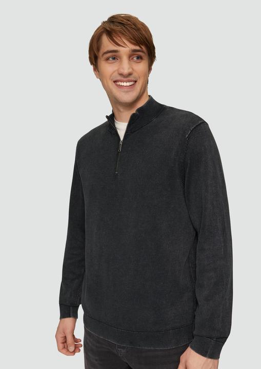 Produktbild S.Oliver Strickpullover Gewaschener Baumwollpullover mit Reissverschlusskragen (S)