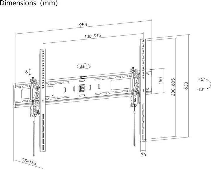 Productafbeelding One for All TV muurbeugel 120 Solid Tilt & Forward XL WM 4920 (Muur, 120", 75 kg)