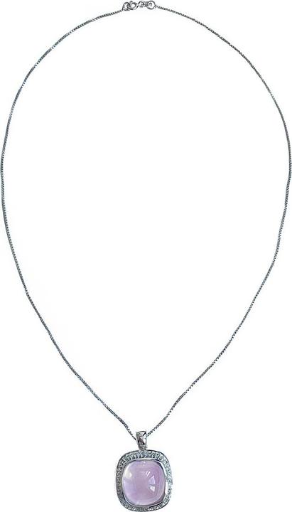 Image du produit Xen Pendentif avec chaîne Quartz Rose Coussin Cabochon 45 cm Argent 925 (Argent sterling 925, 45 cm)