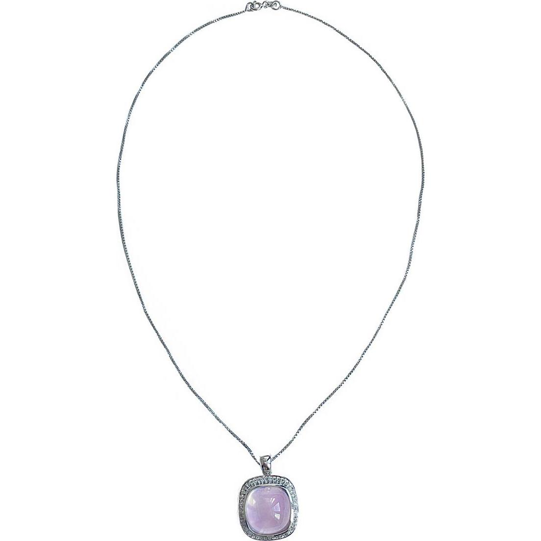 Xen, Halsschmuck, Anhänger mit Kette Rosenquarz Cushion-Cabochon 45 cm 925 Silber, (925 Sterling Silber, 45 cm)