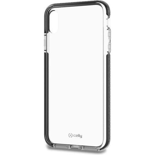 Celly HEXAGON custodia per cellulare 16,5 cm (6.5') Cover Trasparente (Apple iPhone XS Max), Cover smartphone, Nero, Trasparente