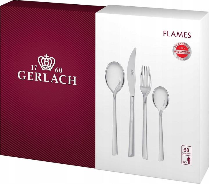 Gerlach Flames 68-Piece Cutlery Set for 12, Dishwasher Safe, Elegant Tableware (68 Piece, Cutlery set)