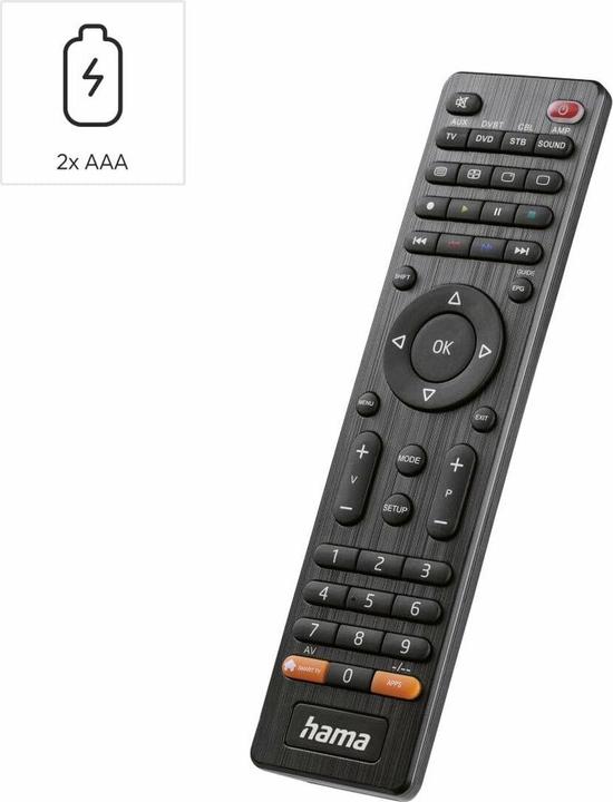 Produktbild Hama Universal-Fernbedienung für Samsung TVs, IR, lernfähig, leuchtende Tasten (Universal Fernbedienung, Infrarot)