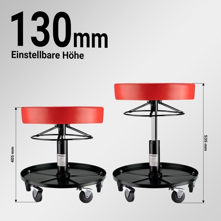 Immagine prodotto Wiltec XPOtool Rollhocker höhenverstellbar 40,5-53,5cm Drehhocker bis 150kg Hocker (150 kg)
