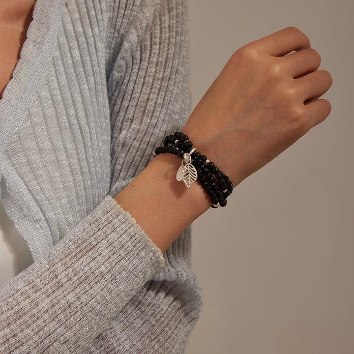 Produktbild Andreani Armband mit Blattanhänger aus echtem Lavastein (8 cm)