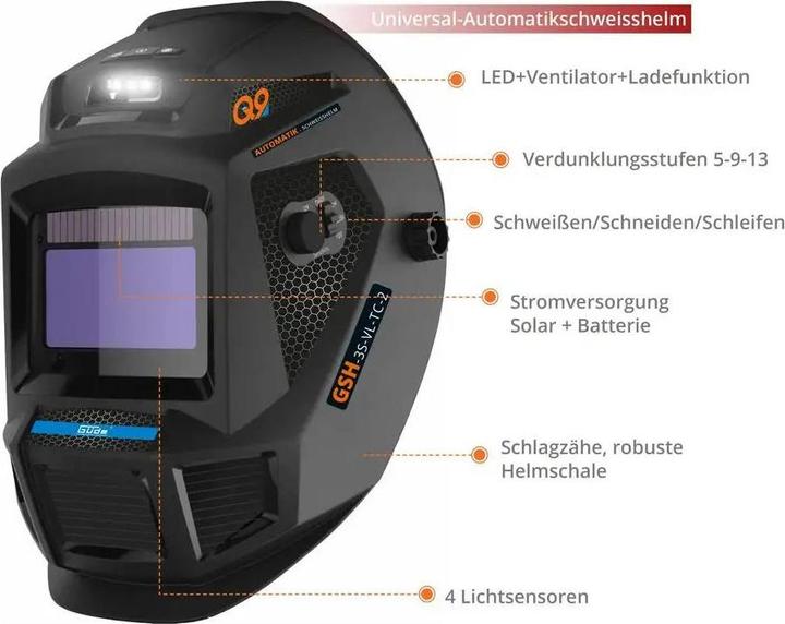 Productafbeelding Güde Automatische lashelm " GSH-3S-VL-TC-2 " TRUE COLOUR