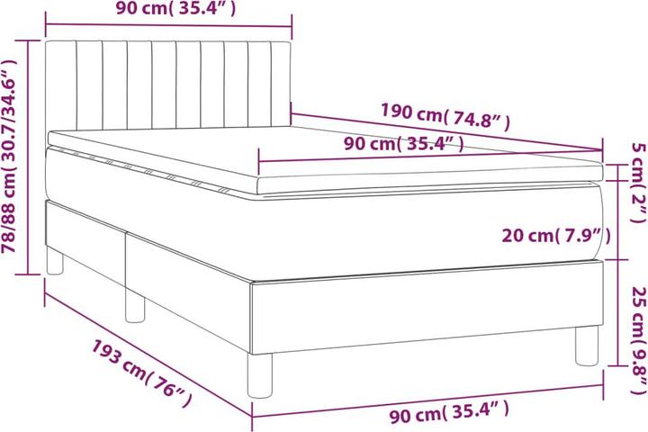 Image du produit vidaXL Boxspringbett (90 x 190 cm)