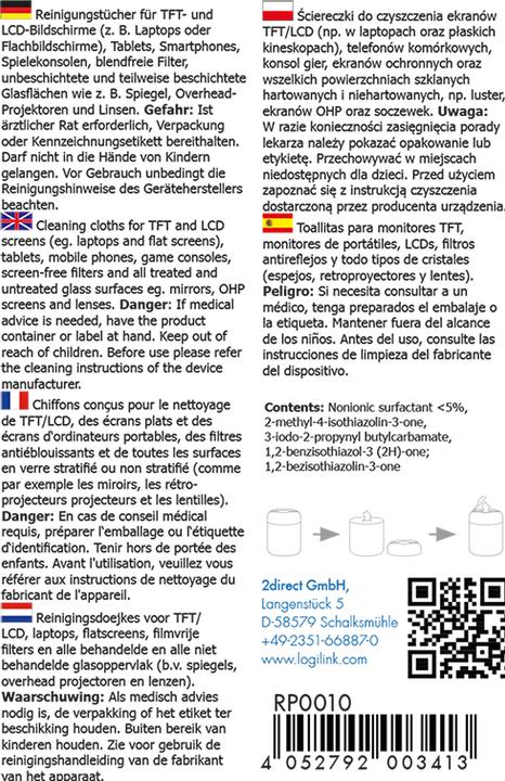 Produktbild LogiLink TFT/LCD und Plasma cleaners (100 x)
