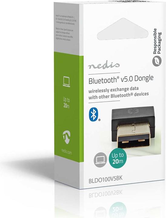 Immagine prodotto Nedis Dongle Bluetooth | 5.1 | Bluetooth / USB | 20 m (Trasmettitore e ricevitore)