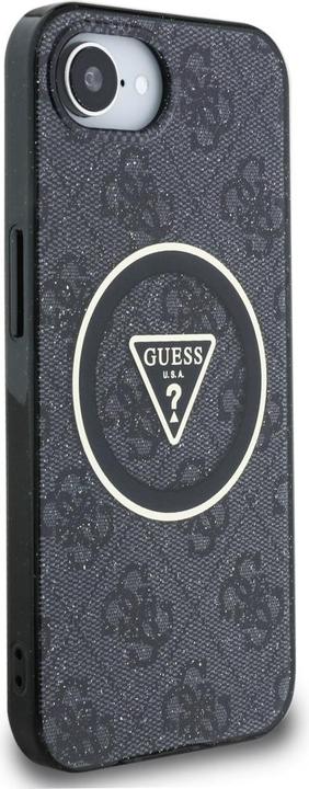 Actual product image Guess Case IML Metal Glitter 4G Circle Triangle MagSafe for iPhone 16e black (Apple iPhone 16e)