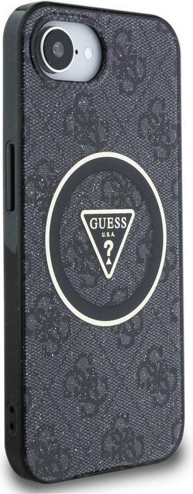 Produktbild Guess Case IML Metal Glitter 4G Circle Triangle MagSafe for iPhone 16e black (Apple iPhone 16e)