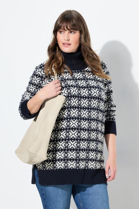 Produktbild Ulla Popken Pullover, Schneeflocken, Rollkragen, Langarm (58)