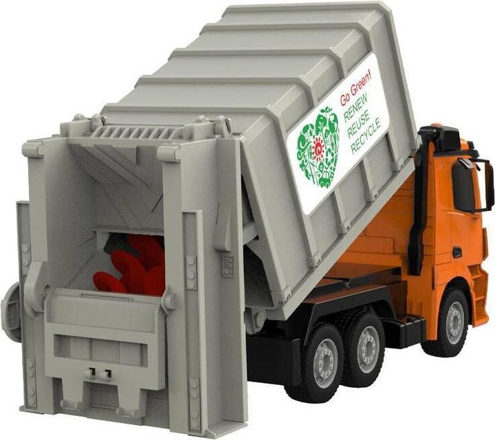 Double Remote control RC garbage truck 1:26 (orange) Mercedes-Benz Antos E676-003