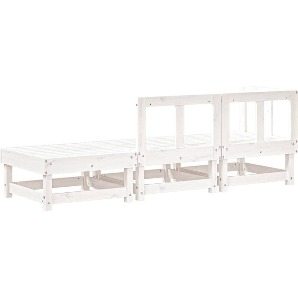 VidaXL, Gartenlounge, 3-tlg. Garten-Lounge-Set Weiss Massivholz Kiefer,Farbe