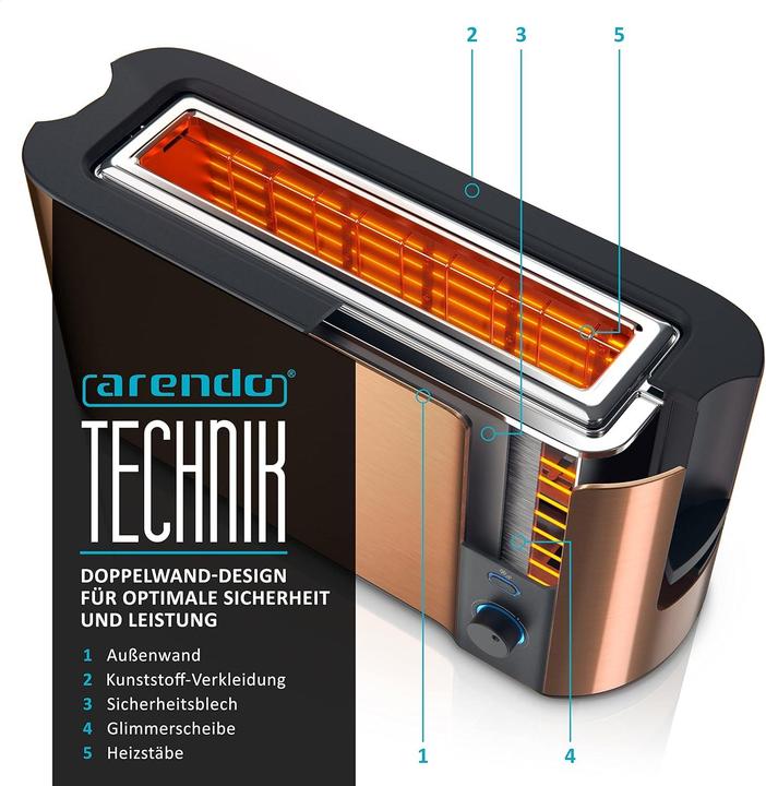Image du produit Arendo Langschlitz Toaster mit Brötchenaufsatz