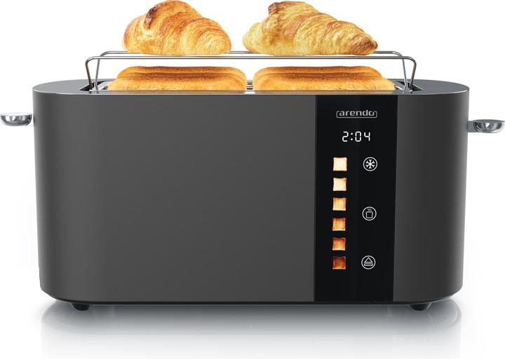 Arendo Toaster Edelstahl 4 Scheiben Langschlitz, Touch Display, Bräunungsgrad & Restzeitanzeige, 1500 W