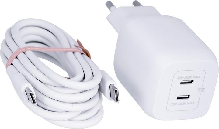 Actual product image Belkin Dual USB-C GaN Ladegerät mit Power Deliver und PPS Technologie inkl. 2 Meter USB-C Kabel (65 W)