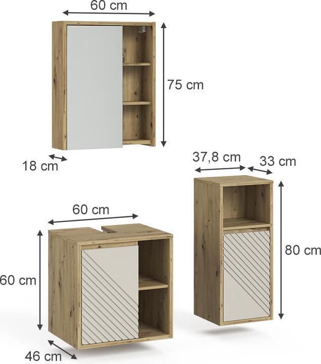 Produktbild Vicco Badmöbel-Set Viola, Artisan-Eiche, 3 Teile