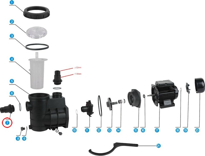 Produktbild SunSun Schwimmbadpumpe HZS-200 300 Ersatzteil Eingang Ausgang Pool Pumpe